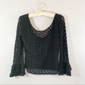 Free People Rochelle Gypsy Blouse Lace Bell Sleeve